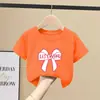 Camiseta de Manga Curta 100% Algodão Puro para Meninas Verão Nova Moda Estilo Coreano Desenho Animado Gola Redonda Top Soltinho para Crianças de Meio e Grande Porte
