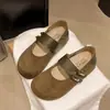 Zapatos Birkenstock de suela gruesa para mujer, nuevo estilo 2026, que aumentan la altura, completamente cerrados, estampado de leopardo de otoño, uso bidireccional, sin cordones, zapatos de vestir retro