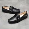 Mocasines para Hombre con Anillo Azul Piel Redonda Sin Cordones Zapatos de Verano Transpirables Casuales de Piel para Hombre