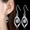 Nuevos Pendientes de Aguja de Plata de Ley Sencillos con Circonita para Mujer Colgante de Borla Giratorio de Corazón Pendiente Gancho Trenzado Accesorios de Pendientes de Moda