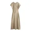 Ropa de Mujer Transfronteriza al por Mayor Estilo Europeo y Americano Vestido Midi Adelgazante de Satén de Seda 8868897 737