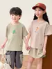 Camiseta de Manga Corta para Niños Niños 2025 Nuevo Verano Algodón Puro Manga Media Niños Grandes Camiseta Básica Camiseta Blanca para Niñas