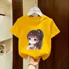 Nova Camiseta de Algodão de Verão Média/Grande para Meninas Estilosa Manga Curta Infantil Estilo Coreano Fofo Roupas de Verão Top de Meia Manga t
