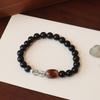 Pulsera de Pareja de Obsidiana Natural Plata Esterlina Oro Cristal Cabello Cuentas Fantasma Verdes Pulsera de Cuentas Joyería de Mano de Cristal al por Mayor
