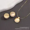 Ojo de Gato Personalidad Casual Set de Pendientes de Botón Colgantes para Mujer Cadena de Agua Ondulada Dorada Adornos de Paquete Independiente para Vestido de Novia