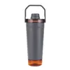 Vaso mezclador de doble capa minimalista transfronterizo, gran capacidad, con asa, vaso térmico de acero inoxidable, portátil, adecuado para fitness y proteína en polvo