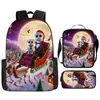 Nueva Mochila Infantil Dibujos Animados Linda Bolsa Escolar para Estudiante de Primaria Mochila Jack Navideño Set de Tres Piezas