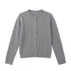 Cardigan de Lã com Trança Vintage para Mulheres, Novo Casaco Suéter de Gola Redonda e Manga Longa Outono 2026, Top Versátil Emagrecedor