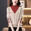 Venta de liquidación: Suéter de Punto de Diseñador para Mujer Otoño/Invierno de Cuello Alto Falso Dos Piezas