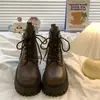 Botas Martin Estilo Británico de Suela Gruesa para Mujer 2026 Nuevas Botines Cortos Otoño/Invierno para Mujeres Petitas Negro con Cordones