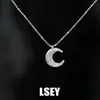 0061 Colar com Textura de Zircônia Branco Lua Estilo Minimalista Prata de Lei S925 Colar de Nicho de Luxo Joias de Prata Atacado