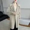 Abrigo de lana 100% pura de doble cara de alta calidad para mujer, largo, elegante, estilo coreano, chaqueta de tweed de lana, otro