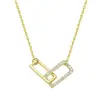 Collar Cuadrado Doble Estilo Coreano Ins para Mujer, Colgante Geométrico Rectangular de Nicho Incrustado de Diamantes, Collar Largo Spliced Simple y Elegante
