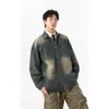 Chaqueta de Mezclilla de Alto Peso Nueva para Hombre Otoño 2026, Estilo Callejero Ligero Versión Coreana, Abrigo de Moda Holgado Talla Grande