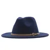 Sombrero de Sol para Exteriores Clásico Fieltro Fedora Ala Ancha Moda Sombrero Jazz con Hebilla de Cinturón