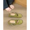 Versión de Cuero Suave~Zapatos Mary Jane de Tira Única Estilo Verano Retro Francés para Mujer, Planos y Versátiles, con Aumento Oculto de Altura