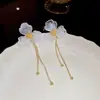 Pendientes de Borla Flor Rosa Super Hada Aguja de Plata Moda Versátiles Elegantes Elegantes Lujo Ligero Gama Alta Accesorios para Orejas para Mujeres