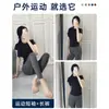 Conjunto de Yoga de Verano 2026 para Mujer, Pantalones de Cintura Alta de Manga Corta, Conjunto de Dos Piezas para Deportes, Fitness y Running