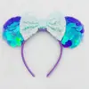 Tiara Infantil Grande com Lantejoulas, Tiara com Laço Colorido Doce, Tiara Fofa de Orelhas do Mickey Mouse, Tiara de Parque de Diversões