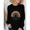 Moletom de Gola Redonda Transfronteiriço para Mulheres com Estampa Arco-Íris, Popular na Amazon e Wish, Item Atacado no Temu