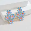 Brincos Europeus e Americanos Transfronteiriços Retrô Flor Pintada Doce, Design Minimalista de Nicho, Brincos Coloridos Dopamina Atacado