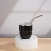 Nueva Taza Mini de Acero Inoxidable Transfronteriza con Tapa, Taza de Café con Popote, Taza Tipo Bowl de 4 oz, Copa Pequeña Portátil para Vino para Exteriores