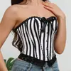 Novo Top Sem Alças Estilo Garota Picante Justo com Barbatanas Sexy Renda Espartilho Body Tomara que Caia
