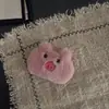 Grampo de Cabelo Fofo de Urso e Coelho de Desenho Animado Pelúcia Franja Clipe Lateral Acessório de Cabelo Coração Feminino Outono e Inverno Grampo de Cabelo