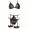 Comércio exterior atacado transfronteiriço 2022 novo artesanato complexo renda cruzada costura conjunto de lingerie sexy feminino