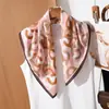 Pañuelo Cuadrado de Doble Cara con Patrón de Espiga Bicolor para Mujer, Primavera y Verano, Lujo Ligero, Versátil, Adecuado para Ir al Trabajo, Pañuelo Pequeño Elegante y con Estilo para Mujer