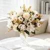 Nuevo producto transfronterizo: Combinación de Ramo de Crisantemos, Hortensias y Peonías, Flores Artificiales para Arreglos de Mano, Decoraciones de Flores Artificiales para un Ambiente de Sala de Estar de Lujo