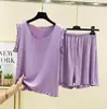 Conjunto de Pijama de Chaleco y Shorts de Seda de Hielo para Mujer Verano Nueva Llegada con Borde de Oreja Ropa para el Hogar Suelto Delgado Conjunto de Dos Piezas