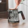 Tetera Mango Nogal Nuevo Forro de Vidrio Filtro de Una Tecla Separación Té Agua Tetera Resistente a Altas Temperaturas