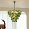 Candelabro de sala de estar de vidrio soplado a mano Murano de lujo ligero vintage estilo francés, sensación vintage de alta gama, adecuado para comedor de villa y dormitorio principal, accesorio de hierro