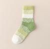 Calcetines de Coral con Rayas Color Degradado Bloque de Color para Mujer Otoño e Invierno Espesos Cálidos para el Suelo Calcetines para Dormir para Adultos en Casa