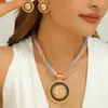 Pendientes de Colgante Populares Europeos y Americanos de Aleación de Zinc Chapado en Oro Cadena de Perilla de 3 Colores Set de Accesorios Negros para Mujer