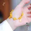Pulsera de Plato de Loto de Buena Suerte Oro Brillante 24K Estilo Igual de la Tienda de Oro Puzuo Pulsera Nueva Hebilla de Pez de Buena Suerte Chinoiserie de Gama Alta