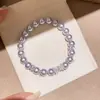 Pulseira Redonda Elástica de Pérolas com Zircônia Metálica, Fashion e Versátil, Pulseira Ajustável com um Toque de Luxo Leve e de Alta Qualidade