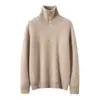 Suéter de punto de cachemira con cuello alto de pico acanalado y cremallera, nuevo estilo otoño e invierno 2026, suéter básico grueso de corte holgado