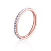 Novo anel de aço titânio ouro rosa diamante completo moda feminina simples fileira única anel de diamante amantes pequena joalheria atacado