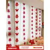 Conjunto de Decoração de Quarto de Casamento com Cortinas de Borboleta, Faixa Longa com Caractere "Dupla Felicidade", Decoração para Casa Nova para o Noivo, Decorações Penduradas de Casamento para o Quarto da Noiva