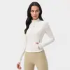 Chamarra de Yoga Acanalada para Mujer Chaqueta Corta para Correr Casual Cuello Alto Manga Larga Cremallera Top de Fitness