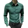Camisa de manga larga para hombre 2026 primavera/otoño nueva camisa de gofres de color liso chaqueta camisa moda para hombre de una sola pieza de moda