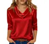 2026 Tienda Independiente de Lista de Deseos de Amazon Nuevo Cuello Redondo Manga Tres Cuartos Primavera/Otoño Casual Cuello Oscilante Satén Ropa de Mujer