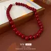 Collar de Cuentas de Vidrio Redondas Moda Versátil Temperamento de Alta Gama Cadena para Suéter Nicho Lujo Ligero Collar Retro para Mujeres