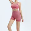 Conjunto de Yoga Ajustado Estilo Europeo y Americano, Shorts Elásticos de Cintura Alta Adelgazantes Sin Costuras de Secado Rápido, Ropa Deportiva de Soporte para Correr al Aire Libre para Mujer
