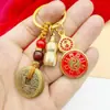 Llavero de Calabaza de Paz Bagua Monedas de los Cinco Emperadores Colgante para Coche Accesorios para Hombres y Mujeres Feria del Templo Lugar Escénico Puesto Callejero Pequeños Artículos