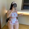Hermana Gorda Talla Extra Traje sin Espalda Encaje Sexy Tentación Uniforme Falda de Enfermera Sexy Encanto de Medianoche Pasión
