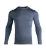 Camisa de manga longa modeladora esportiva, para academia, secagem rápida, respirável, absorção de suor, não apertada, amigável à pele, alta elasticidade, camada base de compressão