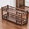 Estante de Almacenamiento para Juego de Té Nogal Americano Doble Capa Estante Bogu Madera Maciza China Tetera Taza de Té de Arena Morada Estante Escurridor